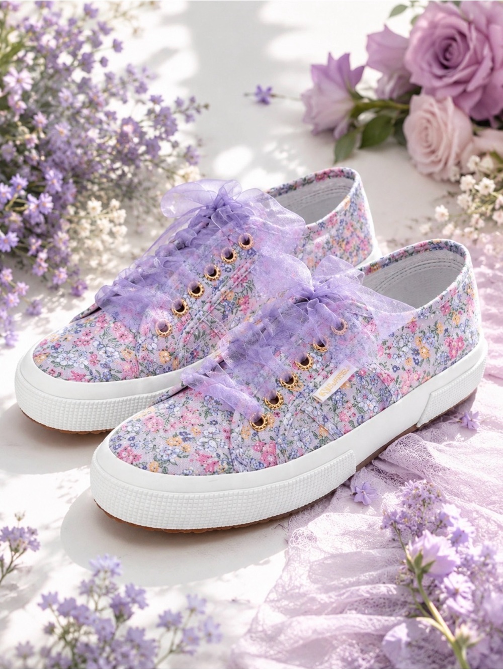 Superga x LoveShackFancy 2750 Lavender Blooms Floral Sneakers Women’s 6